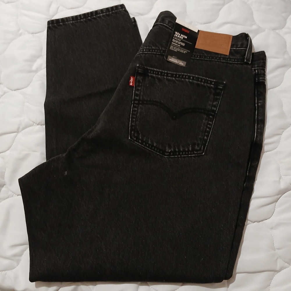 Levis Premium 80s Mom Jeans Black High Rise Tapered Leg 16W M A35000003 NEW